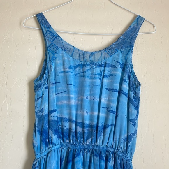 Gypsy 05 Silk Beachy Blue Boho Embroidered Printed Maxi Dress - Picture 13 of 15